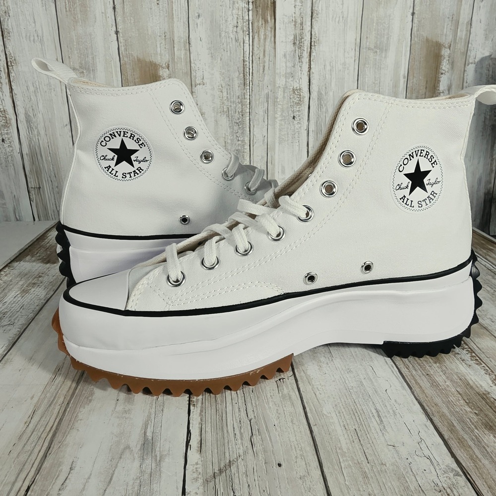 Converse Run Star Hike High Top Platform White Black Gum Mens 9 Womens 10.5 New